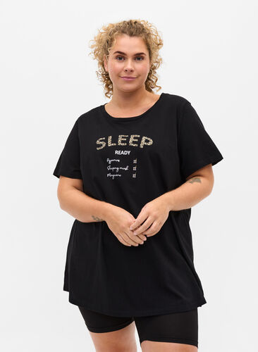 Väljä yö t-paita ekologisesta puuvillasta , Black Sleep, Model image number 0