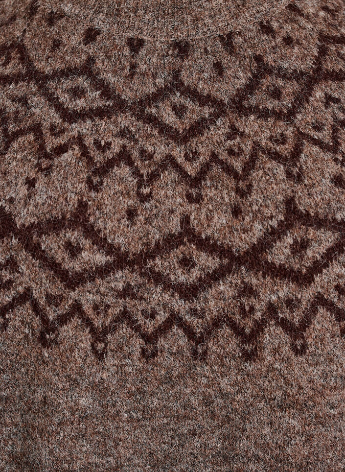 Neulemekko jacquard-kuviolla, Ruskea, Packshot image number 2
