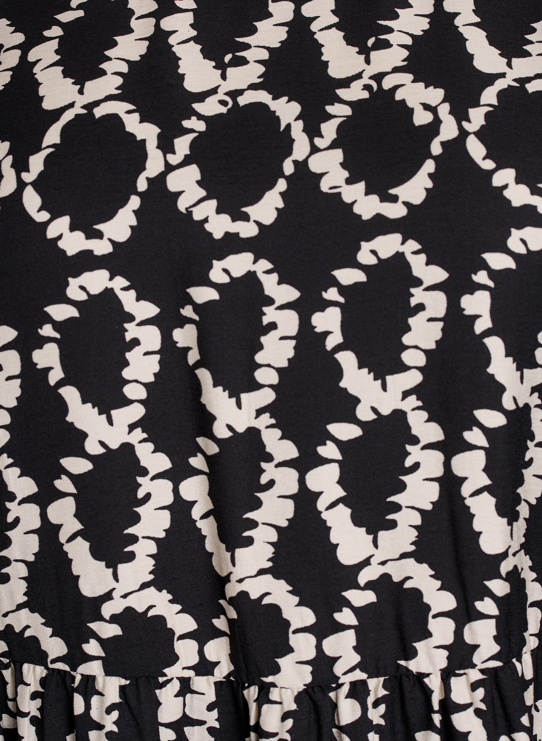 Zizzi Pitk&auml;hihainen mekko, jossa on painokuvio ja rusetteja, Musta, Packshot image number 2