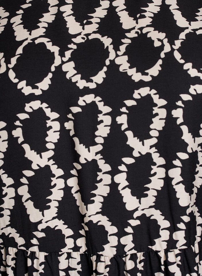 Pitkähihainen mekko, jossa on painokuvio ja rusetteja, Musta, Packshot image number 2