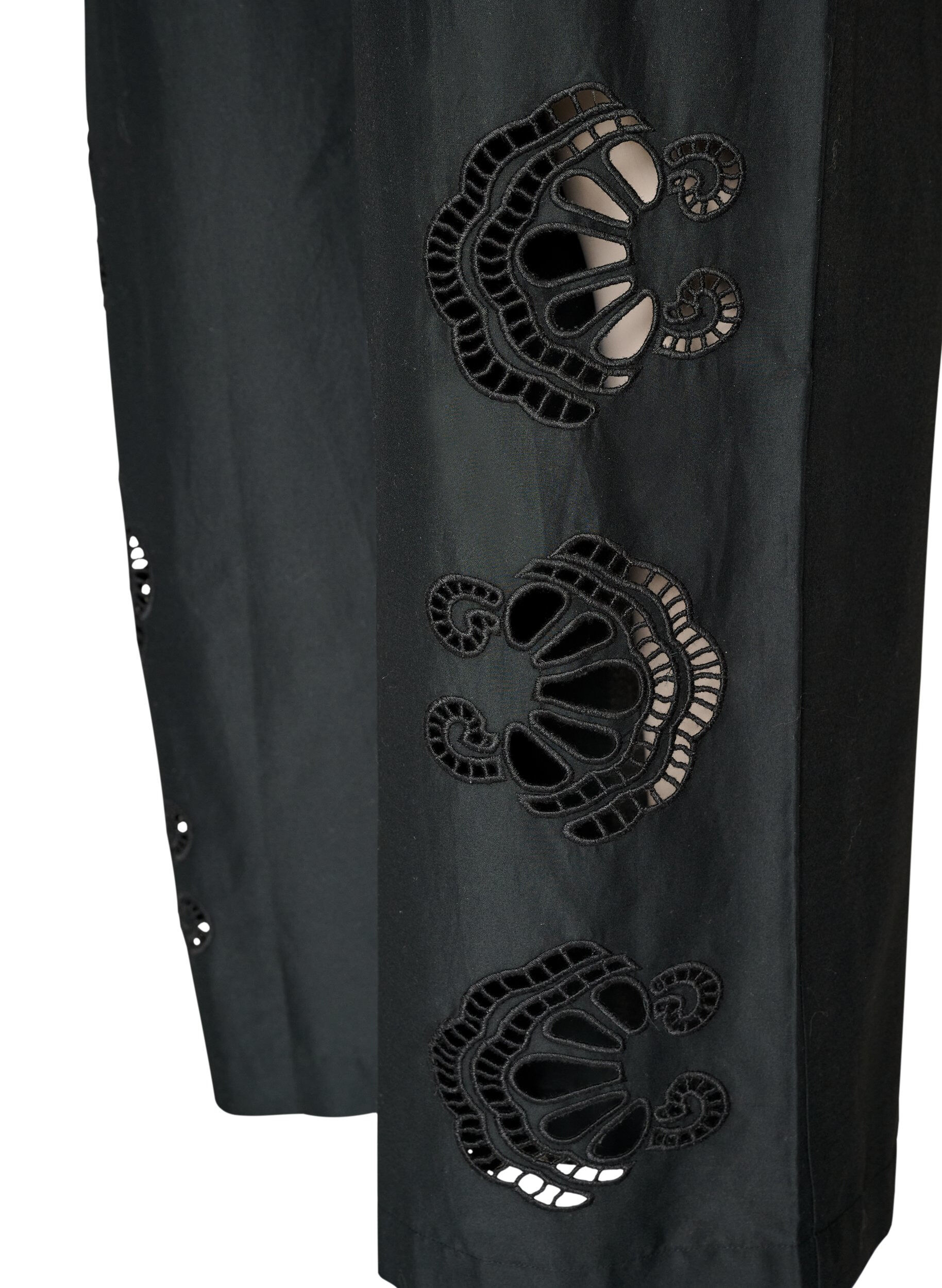 ZizziPuuvillahousut kirjotuilla aukkoilla, Musta, Packshot image number 3
