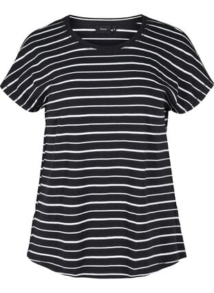 Raidallinen t-paita puuvillasta , Black/White Stripe, Packshot image number 0