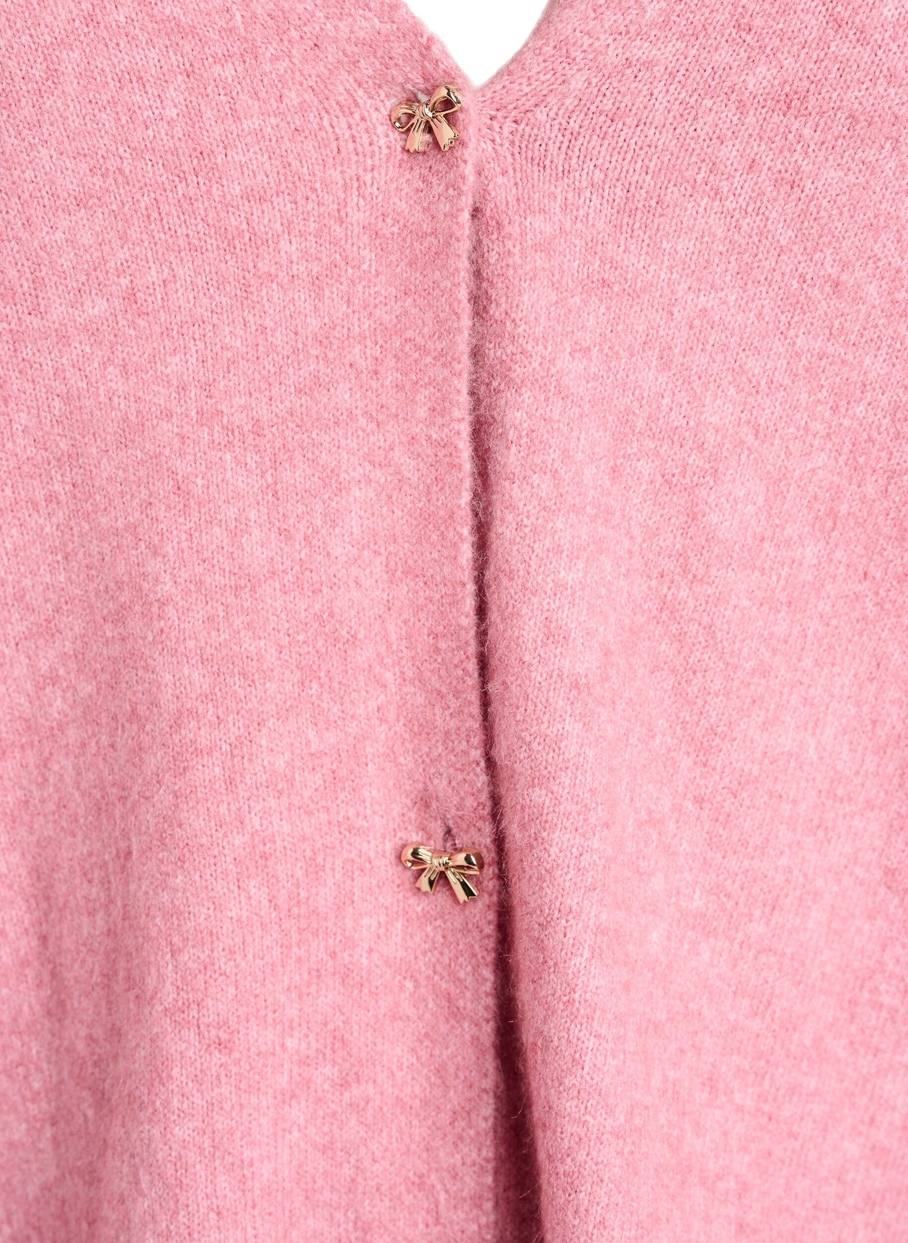 Zizzi Neulejakku villasekoitteesta ja rusetinmuotoisilla napeilla, Punainen, Packshot image number 2