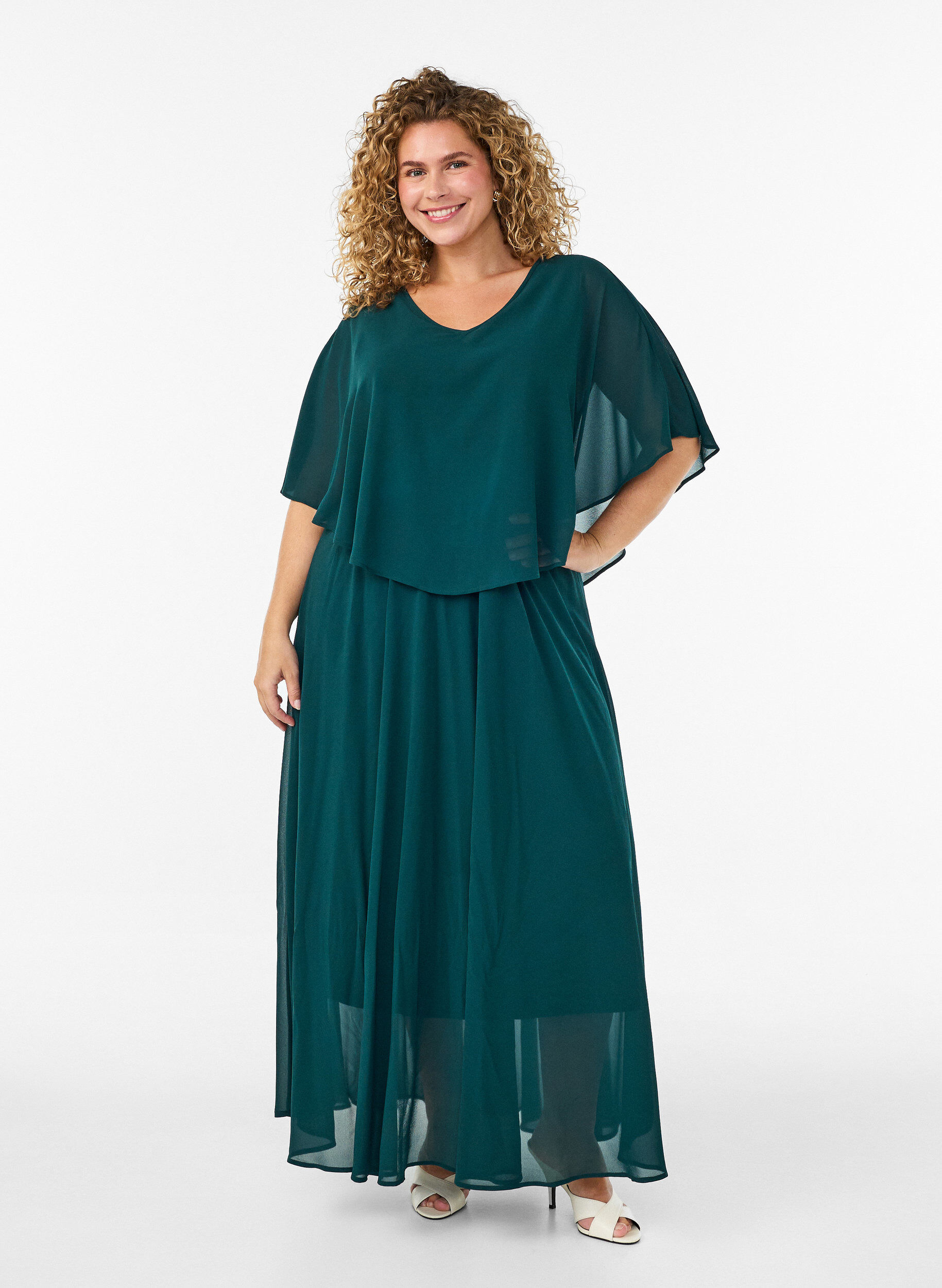 ZizziLyhythihainen A-linjainen maksi mekko, Vihre&auml;, Model image number 0