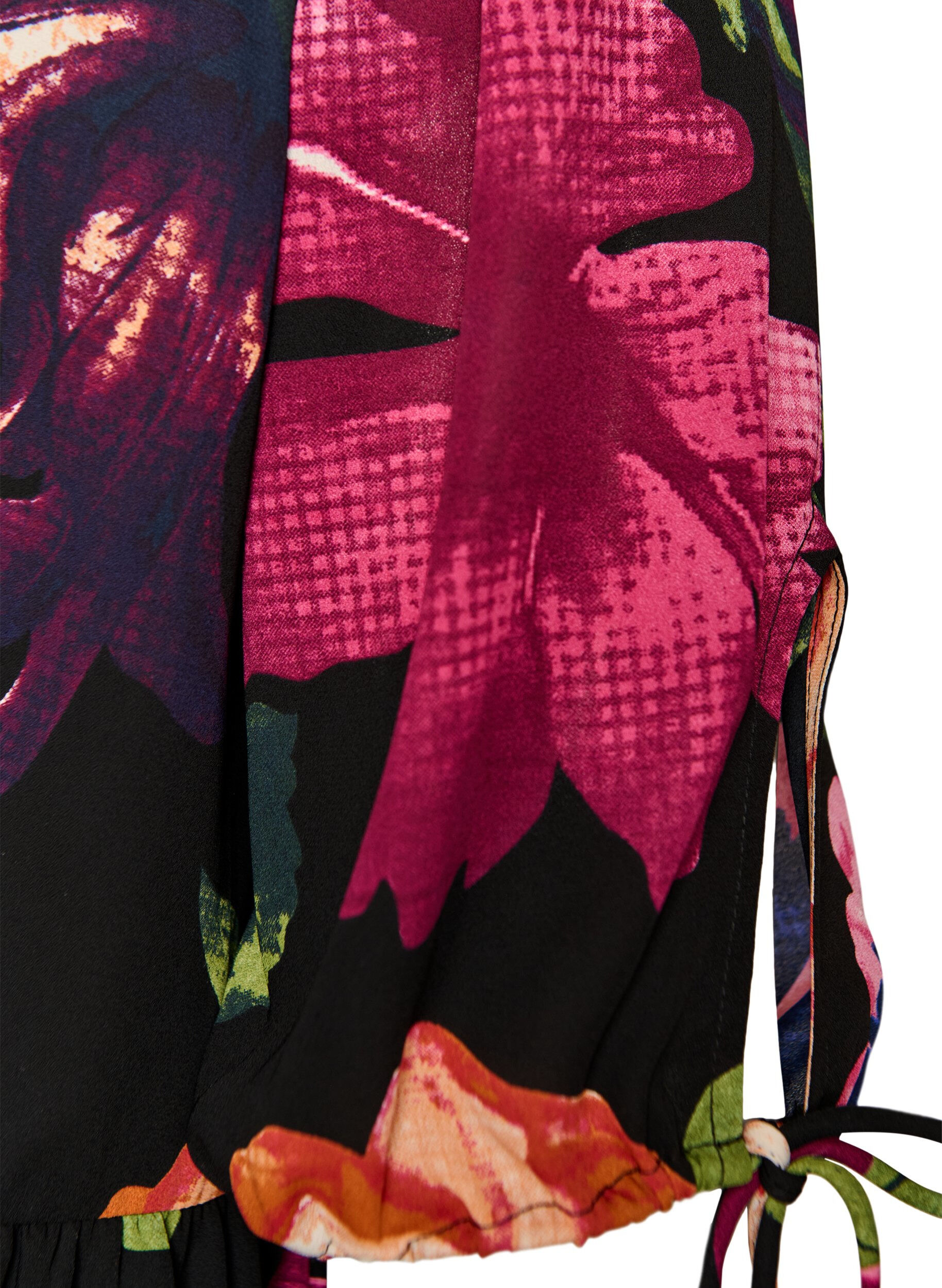 ZizziKukkakuvioitu pusero ja peplum-malli, Musta, Packshot image number 3