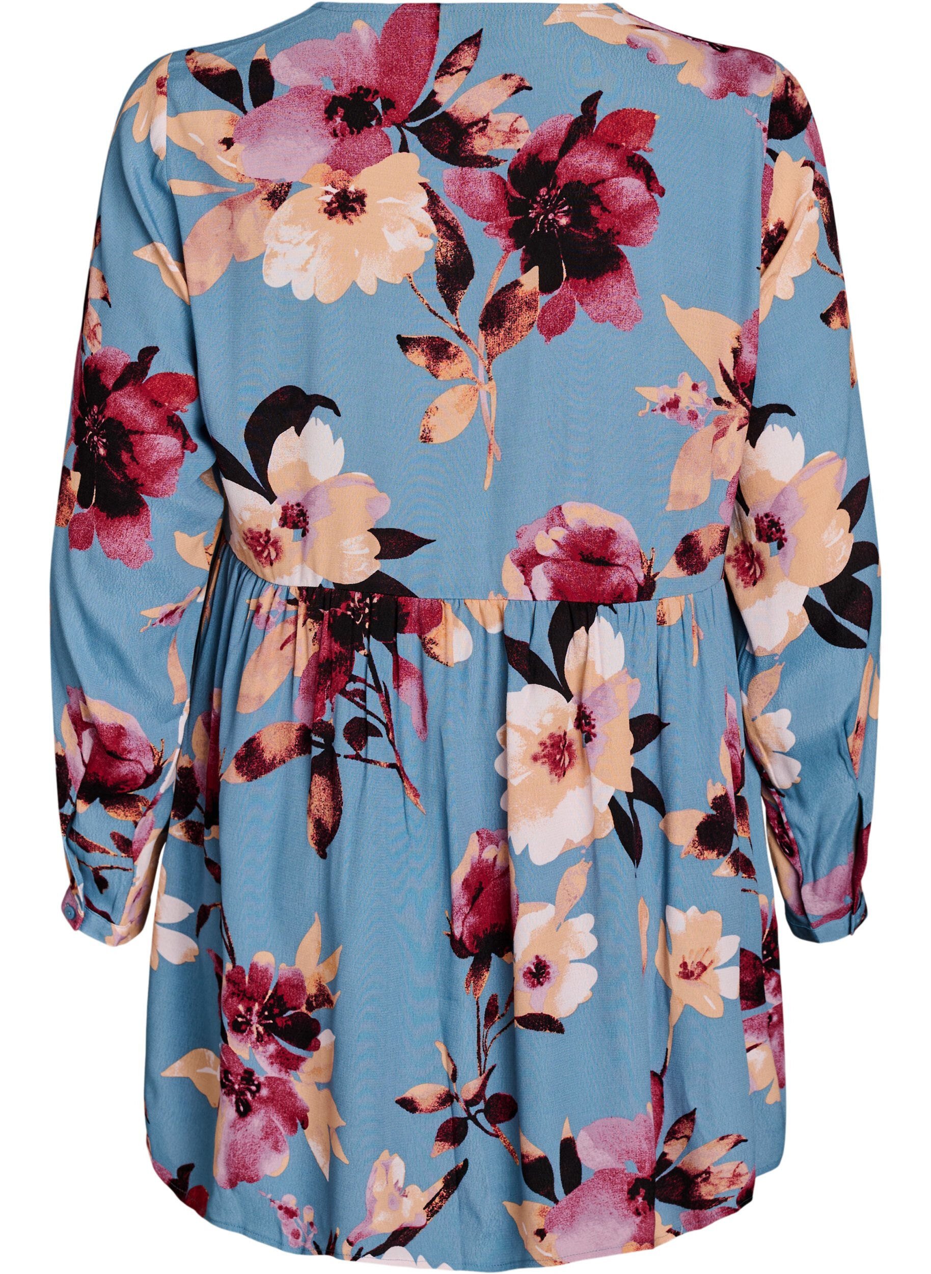 Zizzi Pitk&auml;hihainen tunika sauman yksityiskohdalla, Sininen, Packshot image number 1