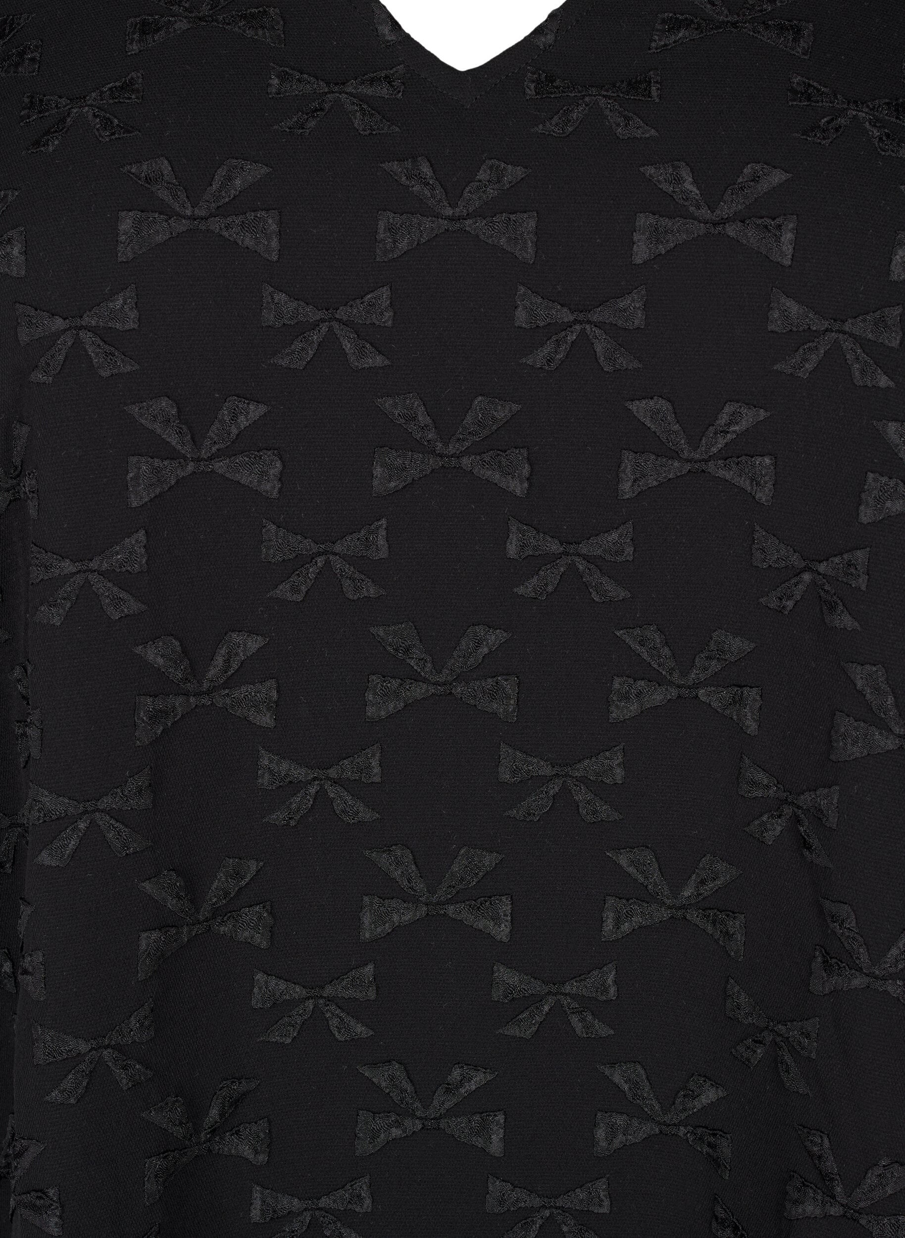 Zizzi lyhyt jakardimekko ruseteilla, Black W. Bow, Packshot image number 2