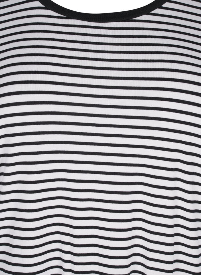 Raidallinen t-paita lyocellia, jossa on pyöreä pääntie, Musta, Packshot image number 2