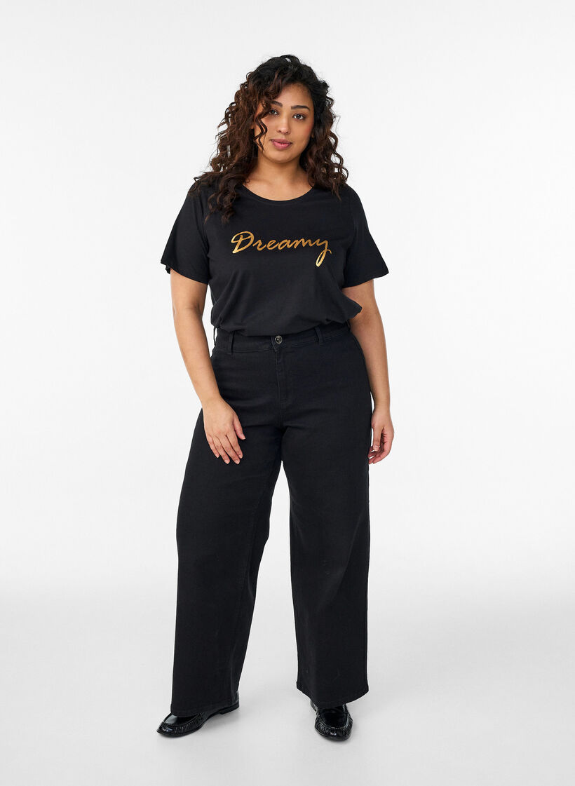 T-paita printill&auml;, Musta, Model image number 1