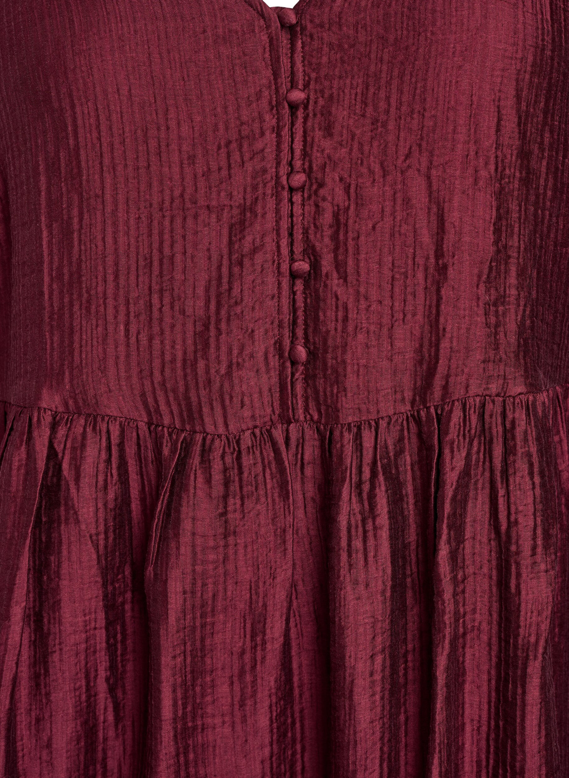 Zizzi Lyhyt mekko tekstuurilla ja lyhyill&auml; pallohihoilla, Punainen, Packshot image number 2