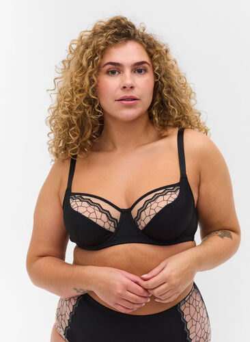 Kaarituelliset rintaliivit kuviolla, Black, Model image number 0