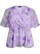 Kukkakuvioinen sifonkipusero lyhyill&auml; hihoilla, Violetti, Packshot image number 0