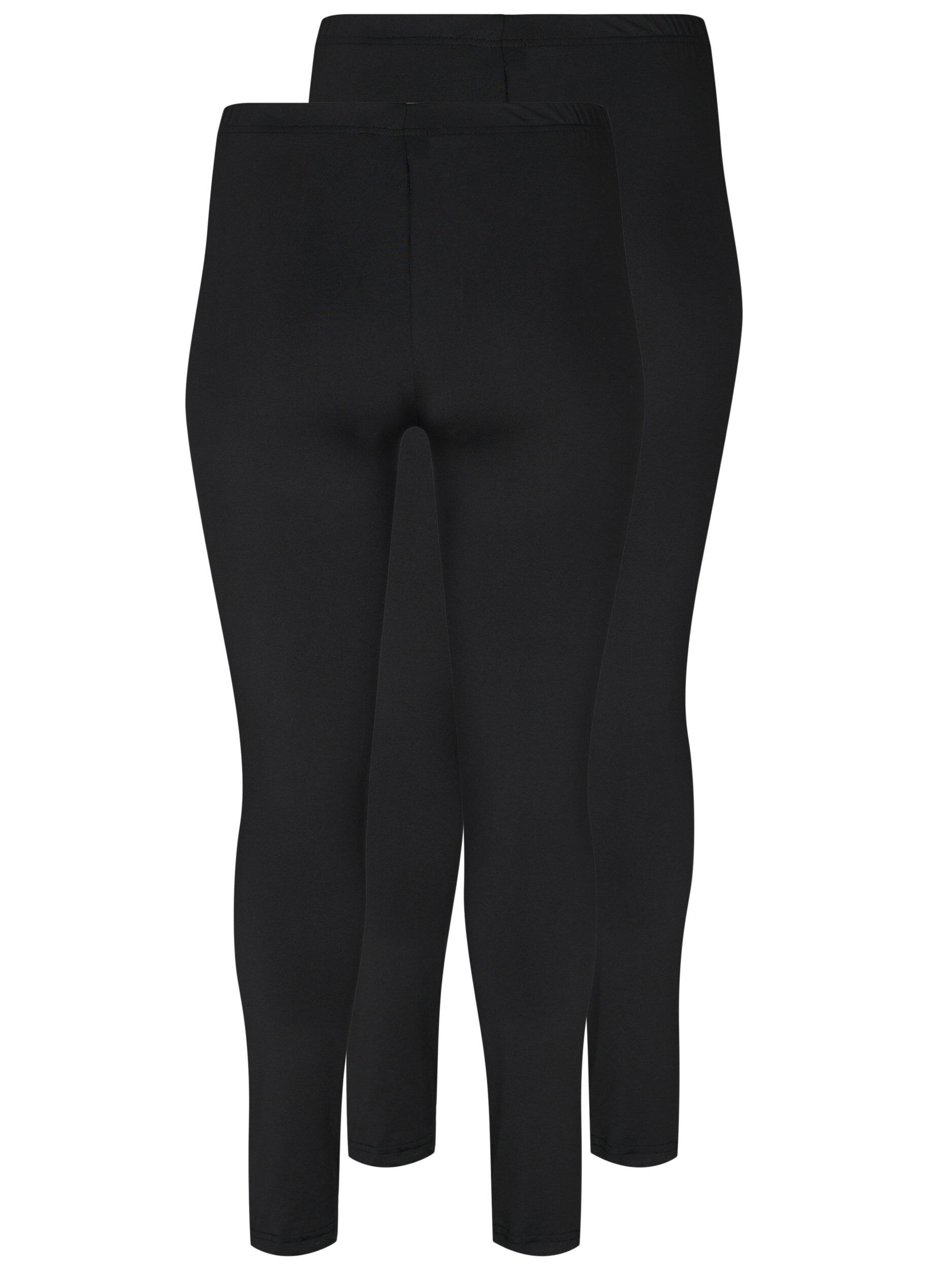 Zizzi 2-pack basic -leggingsit, Musta, Packshot image number 1