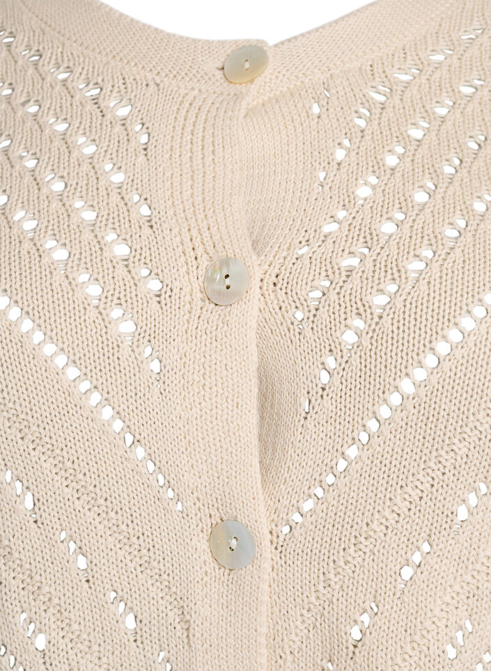 Lyhyt neulottu neuletakki rei'itetyllä kuviolla, Sandshell, Packshot image number 2