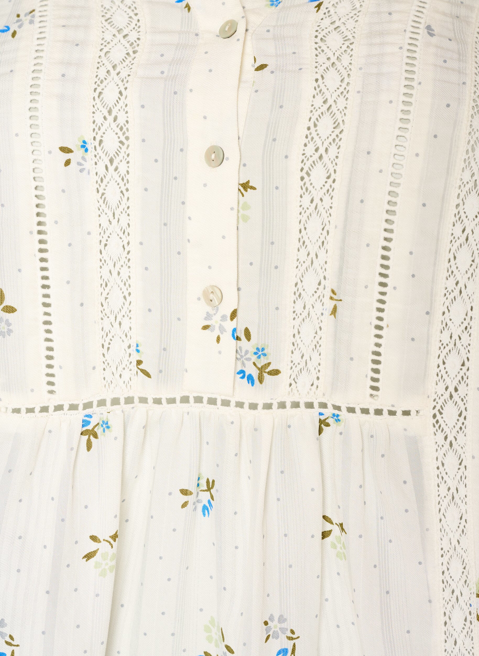 ZizziLyhyt viskoosimekko pitsikoristeilla ja A-linjaisella leikkauksella, Vanilja, Packshot image number 2