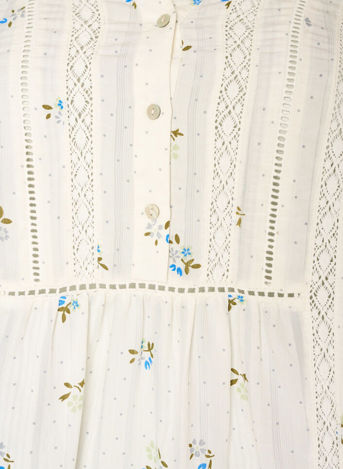 Lyhyt viskoosimekko pitsikoristeilla ja A-linjaisella leikkauksella, Vanilja, Packshot image number 2