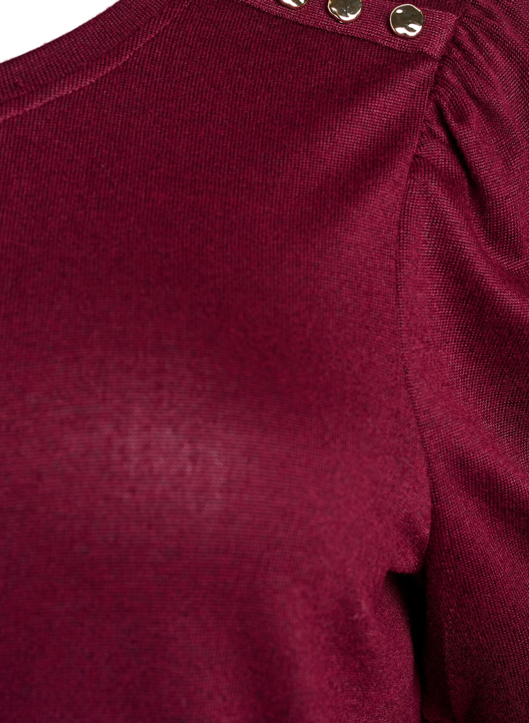 ZizziPusero nappidetaljilla ja lyhyill&auml; puhvihihoilla, Tumma Bordeaux, Packshot image number 2