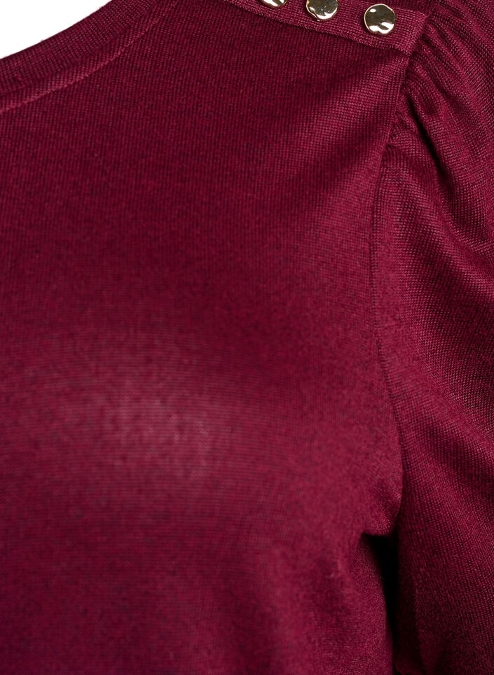 Pusero nappidetaljilla ja lyhyill&auml; puhvihihoilla, Tumma Bordeaux, Packshot image number 2