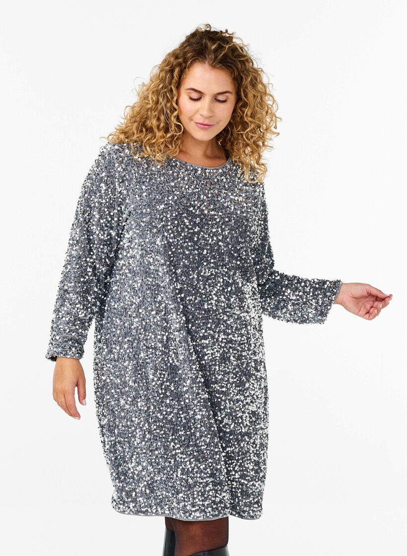 Paljettimekko rusettikoristeella, Silver, Model image number 0