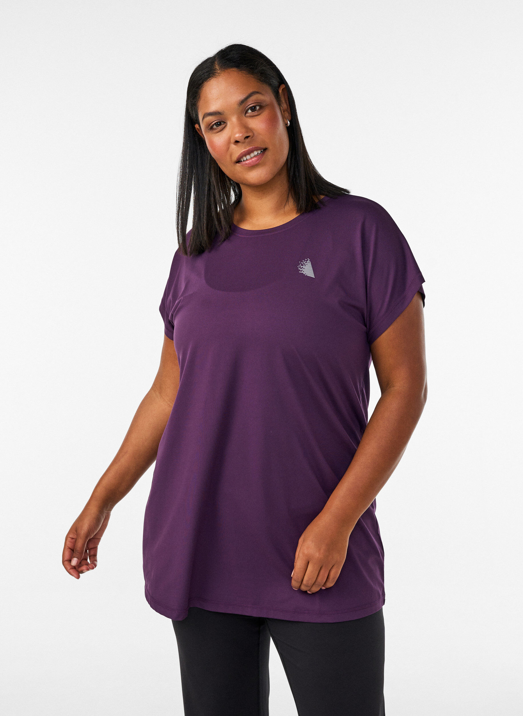 Pitk&auml; treeni-T-paita, Violetti, Model