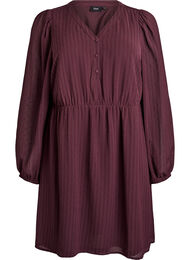 Lyhyt mekko sävy sävyyn raidoilla ja teksturoiduilla pilkuilla, Tumma Bordeaux