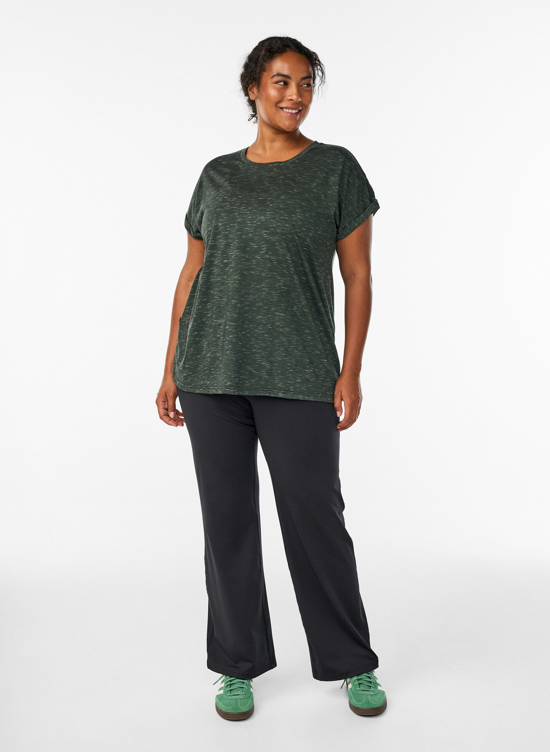 Zizzi Rento treenipaita lyhyill&auml; hihoilla, Vihre&auml;, Model image number 1