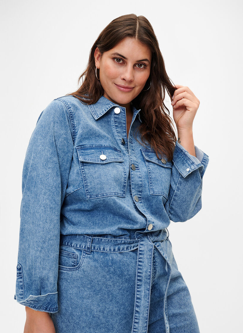 Pitkähihaiset farkkuhaalarit, Light Blue Denim, Model image number 2