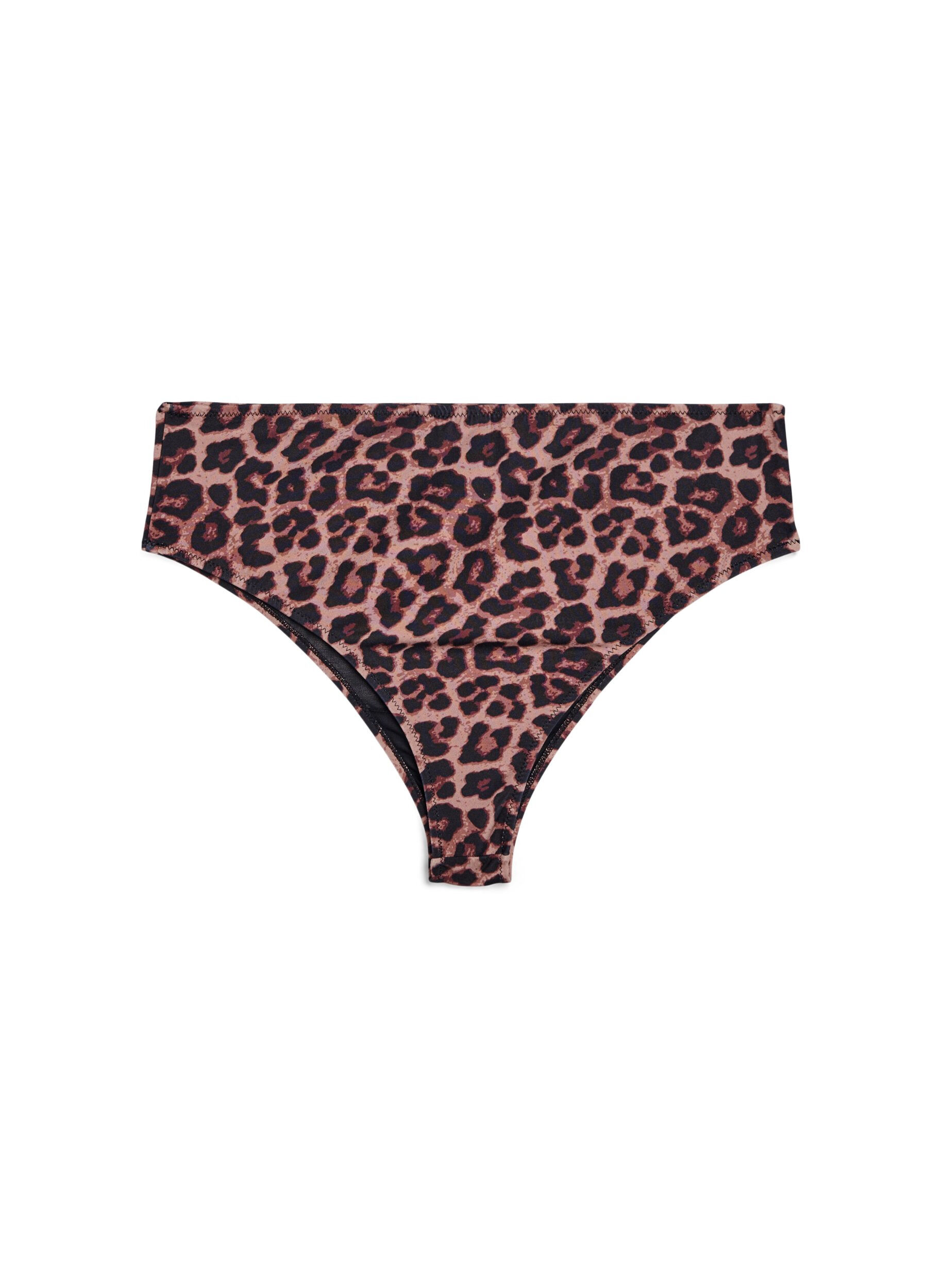 Zizzi Leopardikuvioiset brazilian-malliset bikinihousut, Beige, Packshot image number 1