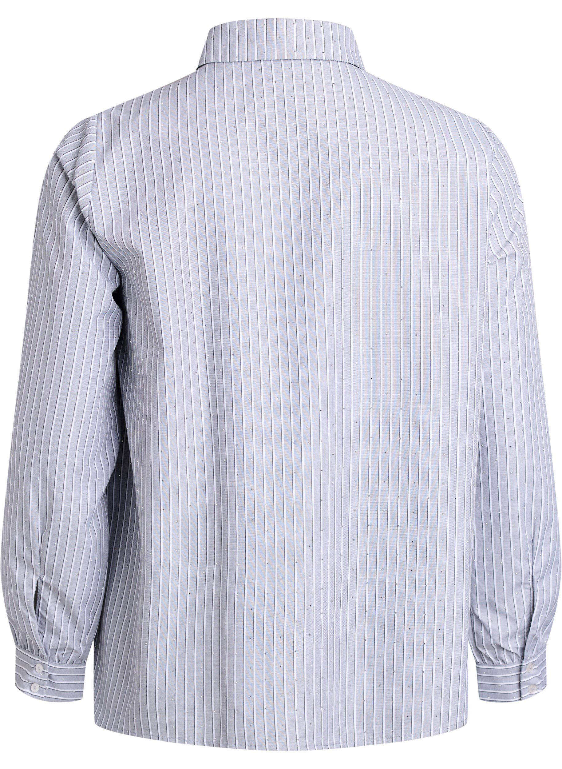 Zizzi Raidallinen paita niiteill&auml;, Musta, Packshot image number 1