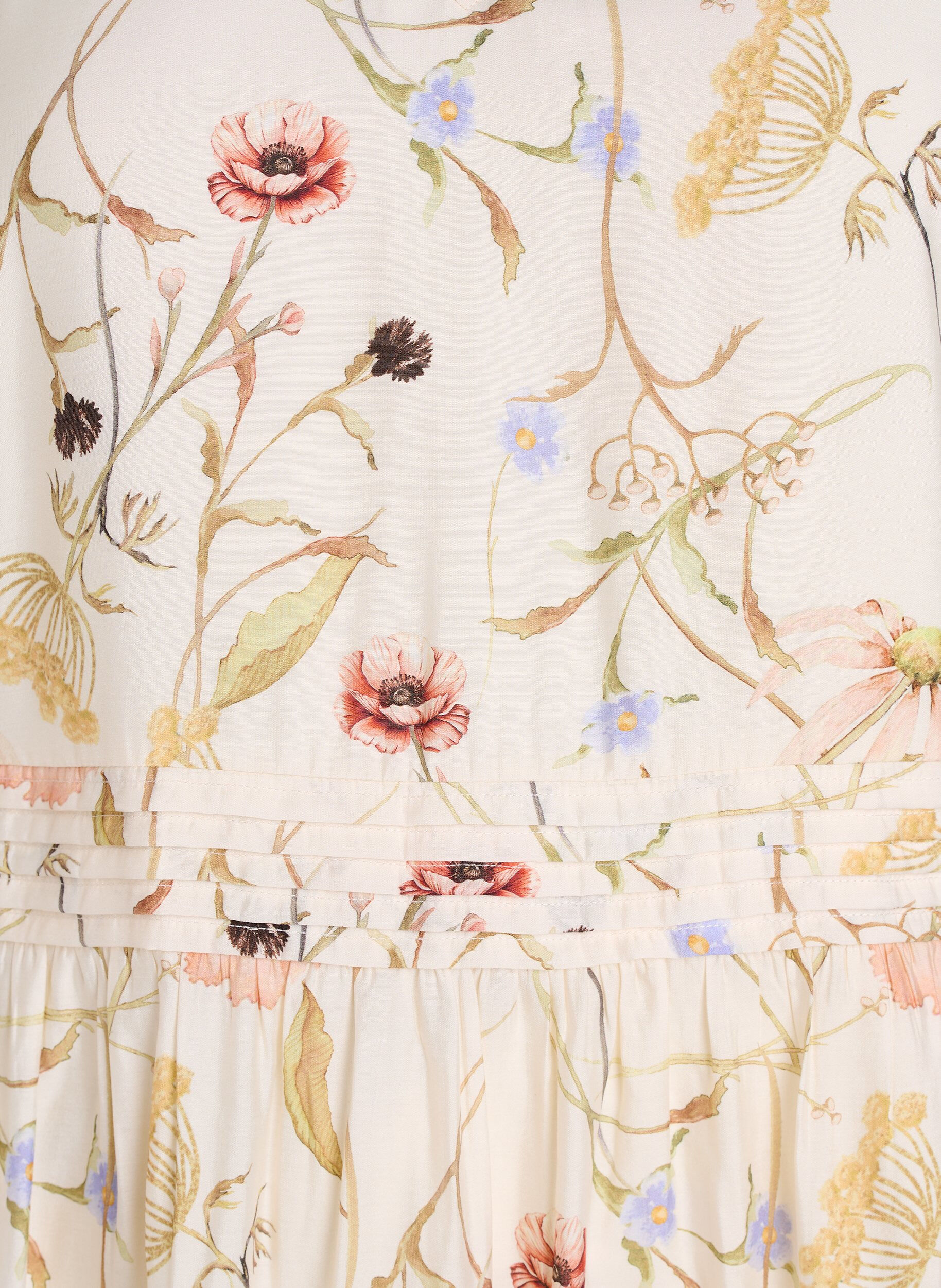 ZizziA-linjainen kukkakuvioinen midi-mekko, Beige, Packshot image number 2