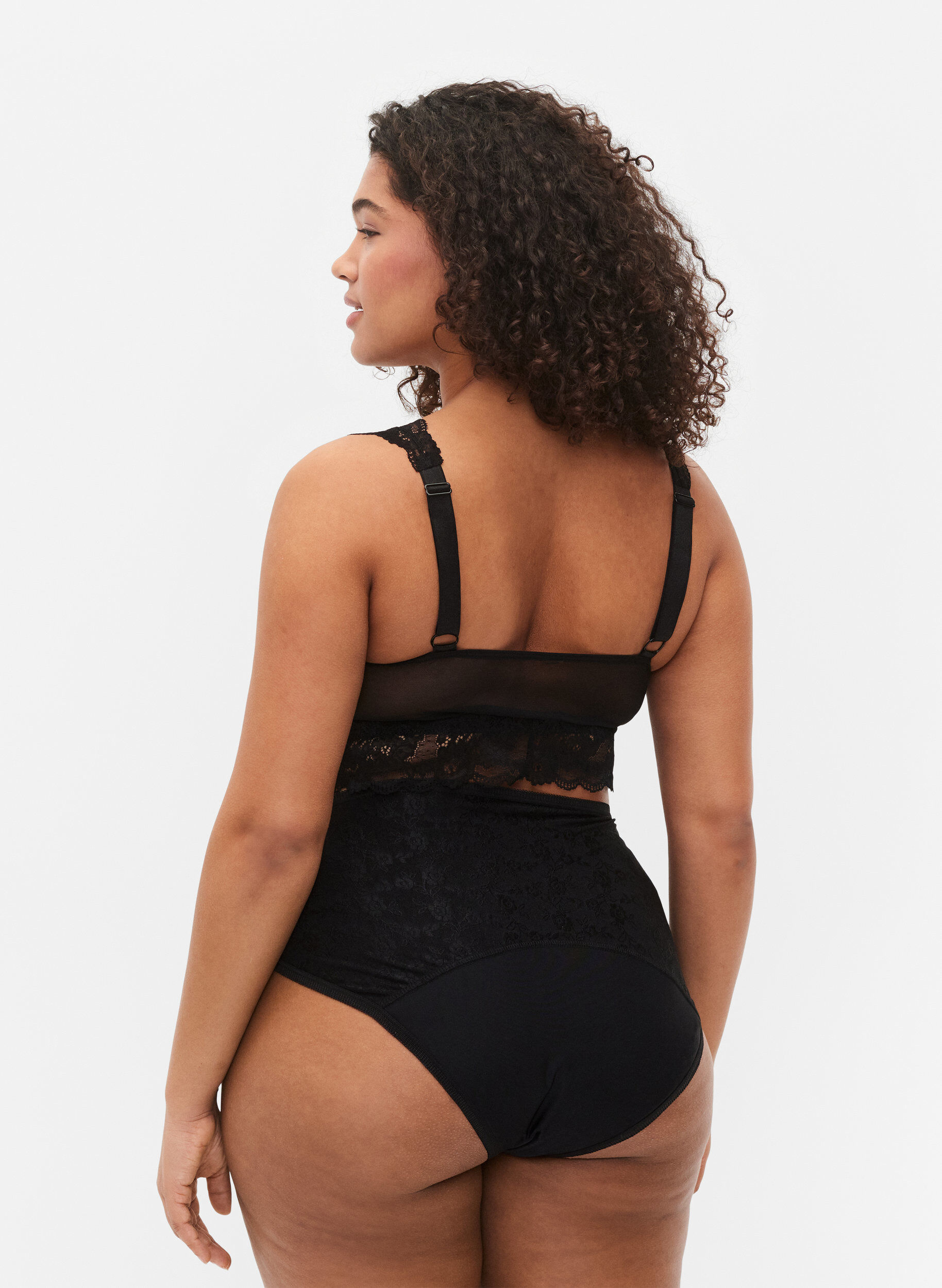 Zizzi Kuukautisalushousut pitsill&auml;, Black/lace, Model image number 1