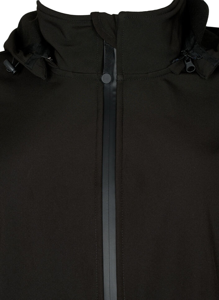 Lyhyt softshell-takki irroitettavalla hupulla, Musta, Packshot image number 2