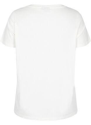 T-paita ekologista puuvillaa nyöriyksityiskohdalla, Warm Off-white, Packshot image number 1