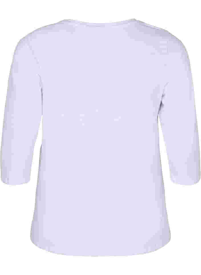 Puuvillainen perus t-paita 3/4-hihoilla, Bright White, Packshot image number 1