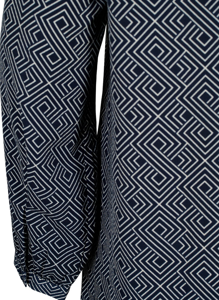 V-kauluksellinen mekko kuviolla, Navy Graphic AOP, Packshot image number 3