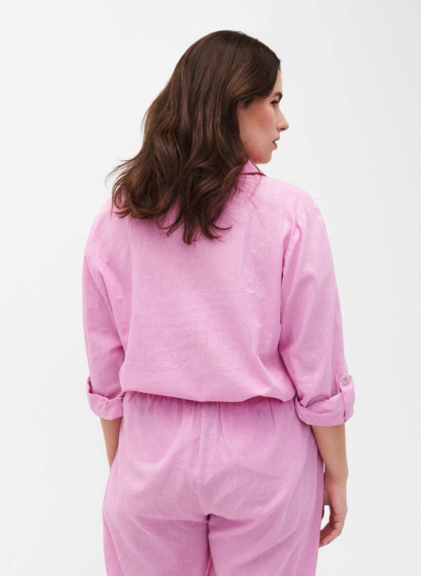 Paitapusero puuvillasta ja pellavasta nappikiinnityksellä, Rosebloom, Model image number 1