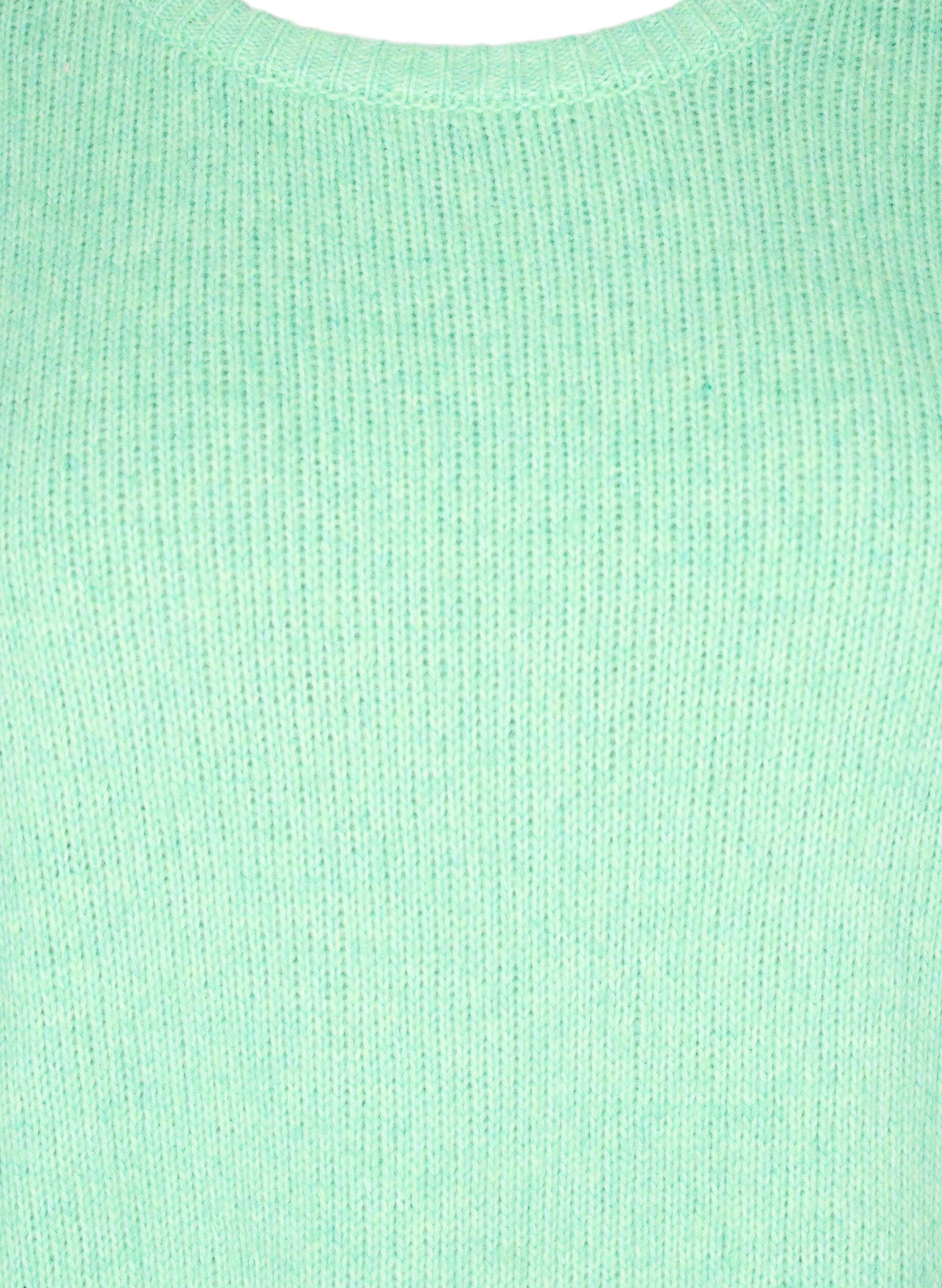 Zizzi Pitk&auml;hihainen villasekoiteneule py&ouml;re&auml;ll&auml; p&auml;&auml;ntiell&auml;, Light G. Green Mel., Packshot image number 2