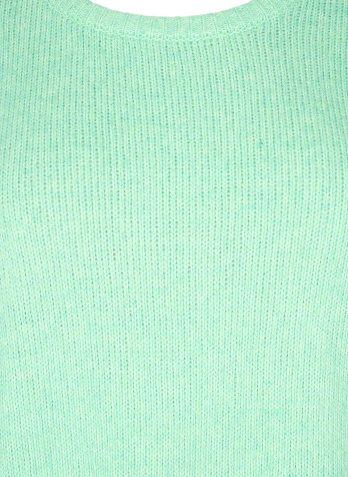 Pitkähihainen villasekoiteneule pyöreällä pääntiellä, Light G. Green Mel., Packshot image number 2