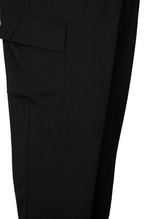 Yksiväriset cargo-housut isoilla taskuilla, Black, Packshot image number 3