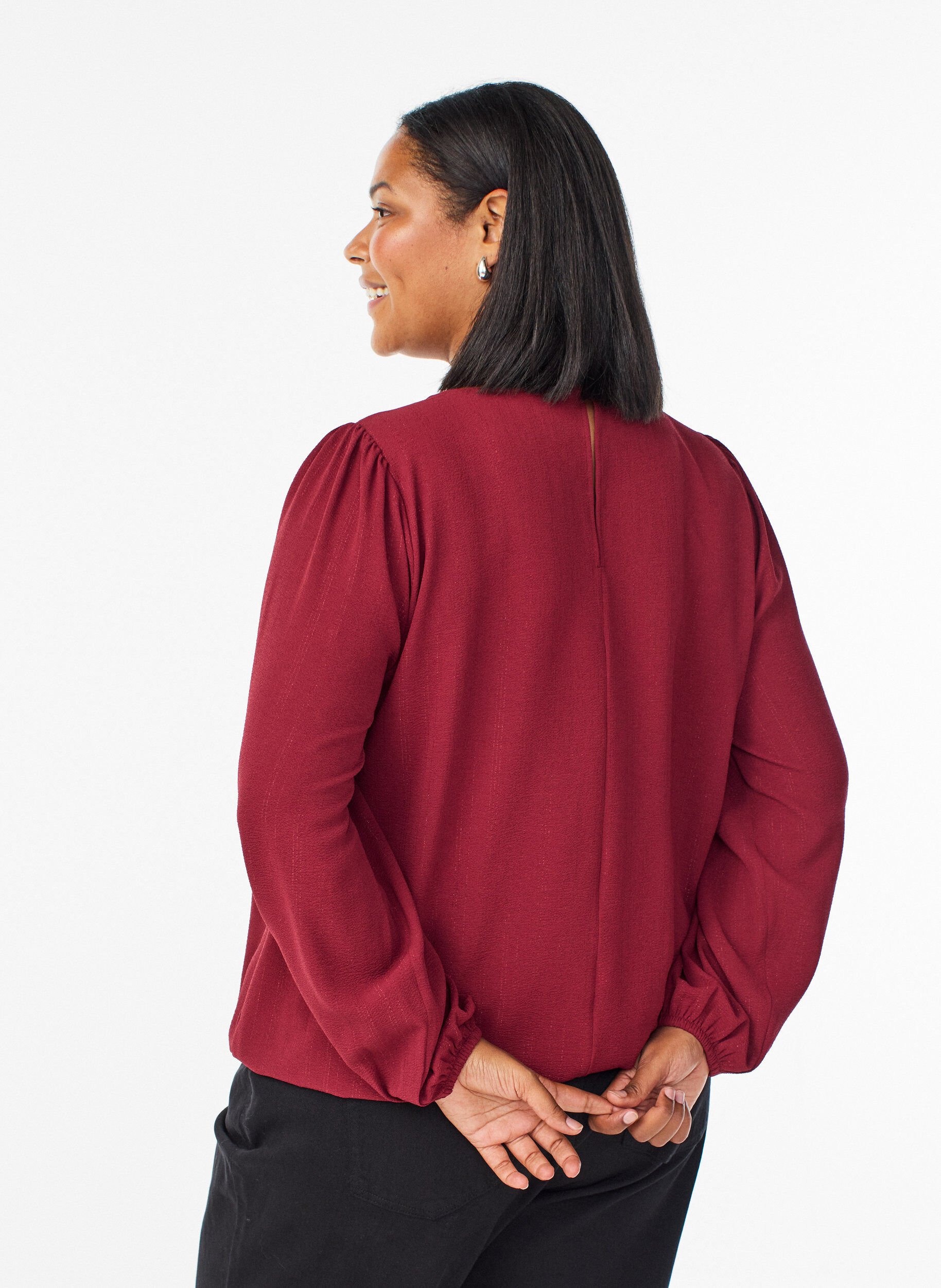 ZizziPaljettipusero kimalteilla, Tumma Bordeaux, Model image number 2