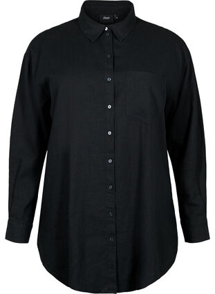 Pitkä paita pellava-viskoosisekoitteesta, Black, Packshot image number 0