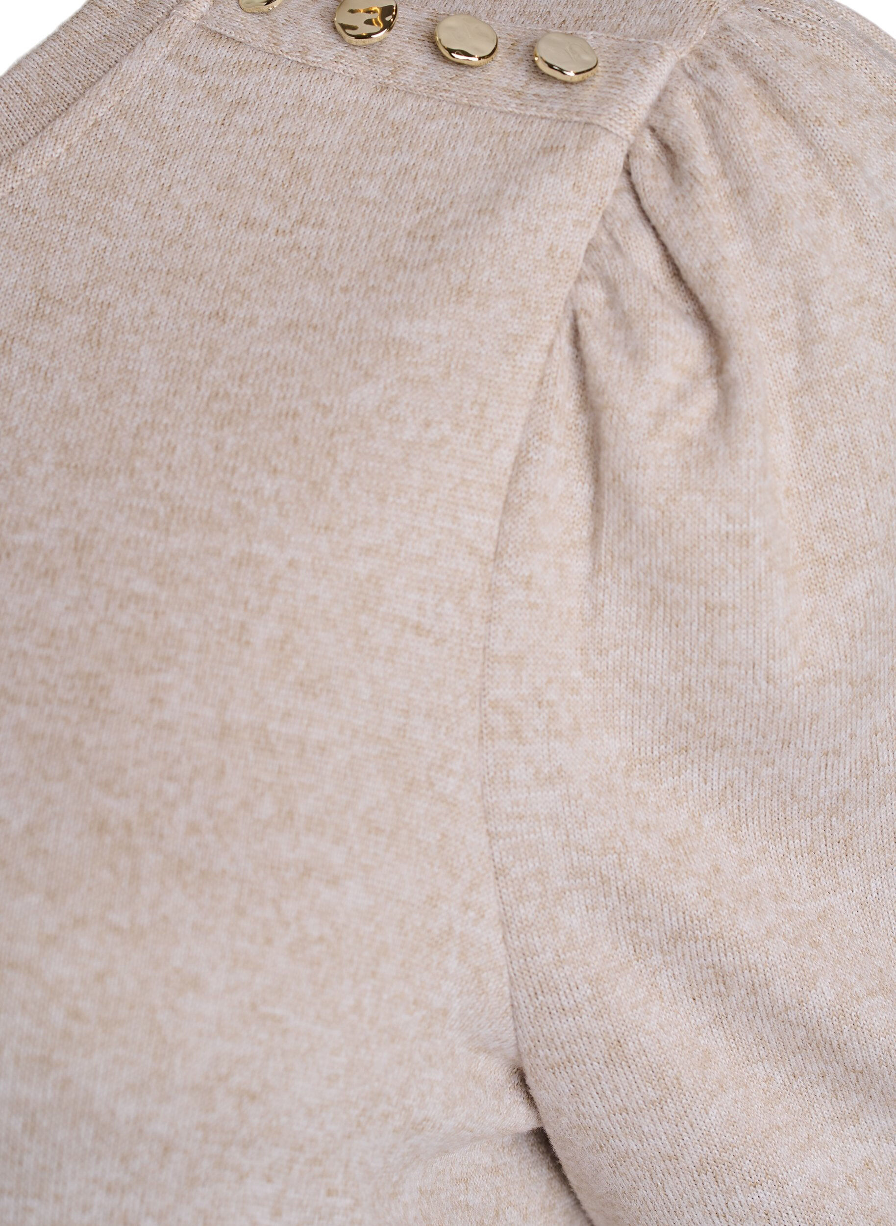 ZizziPusero nappidetaljilla ja lyhyill&auml; puhvihihoilla, Beige, Packshot image number 3