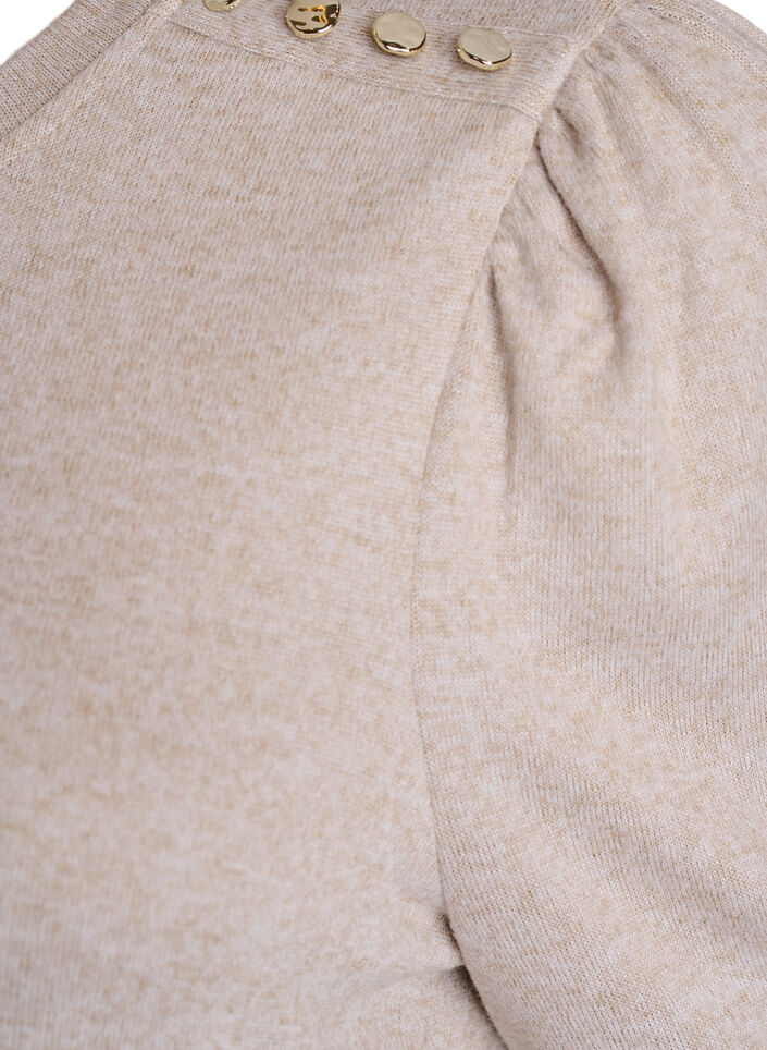 Pusero nappidetaljilla ja lyhyill&auml; puhvihihoilla, Beige, Packshot image number 3