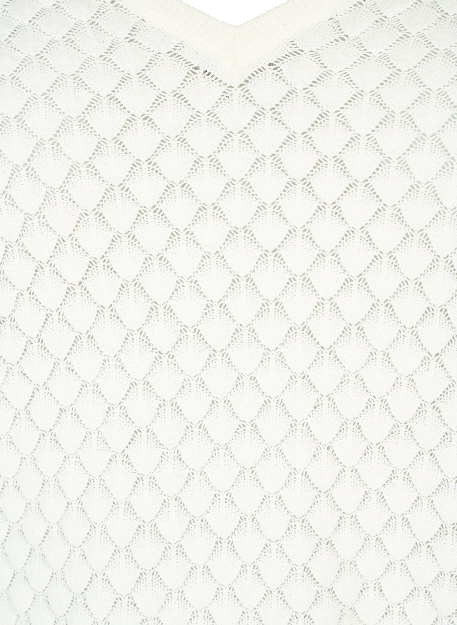 Zizzi Pintakuviollinen neulepaita luomupuuvillasta	, Cloud Dancer, Packshot image number 2