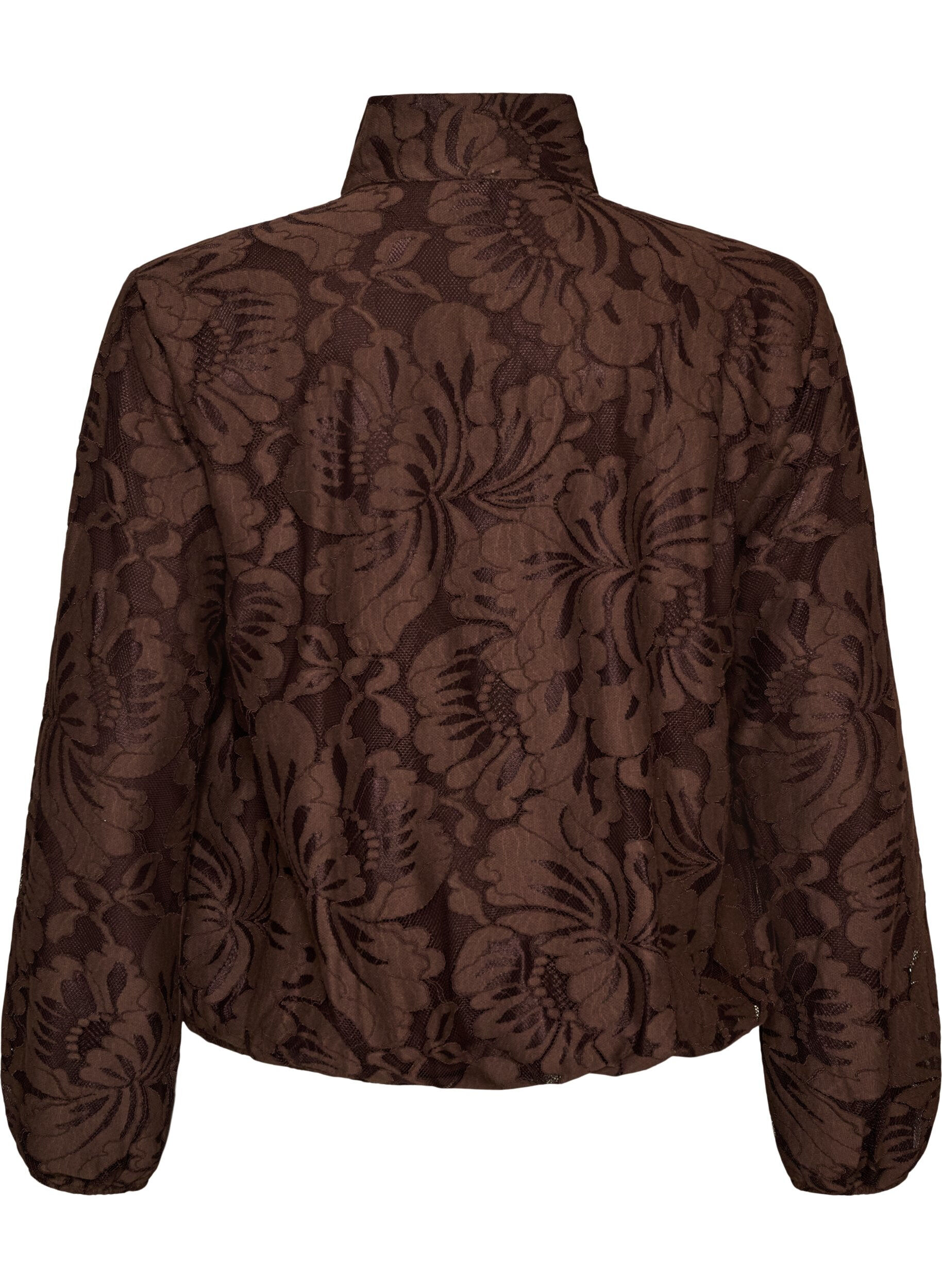 ZizziBombertakki kukkakuvioisella jacquard-kuosilla, Ruskea, Packshot image number 1