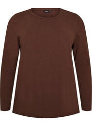 Perus jersey-paita, jossa pitk&auml;t hihat, Ruskea