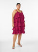 Kerrostettu mekko r&ouml;yhel&ouml;ill&auml; ja ohuilla olkaimilla, Punainen, Model image number 1