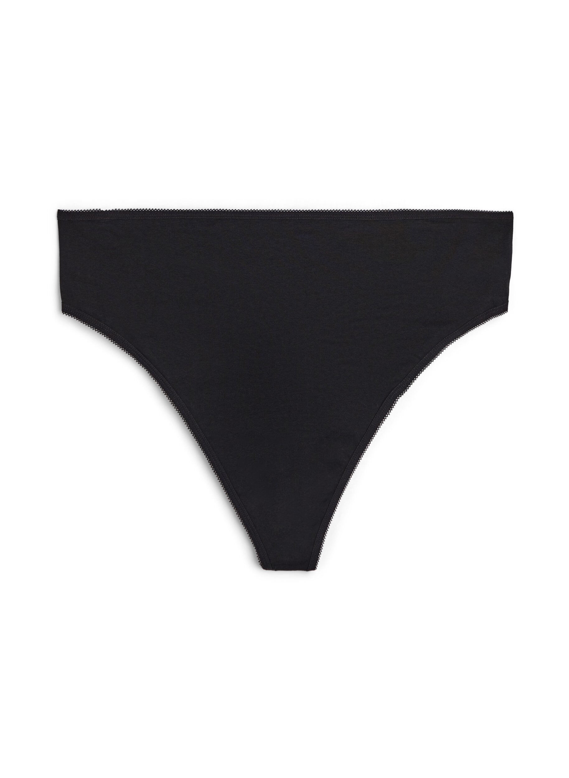 Zizzi7-pack puuvillaiset stringit, Musta, Packshot image number 2