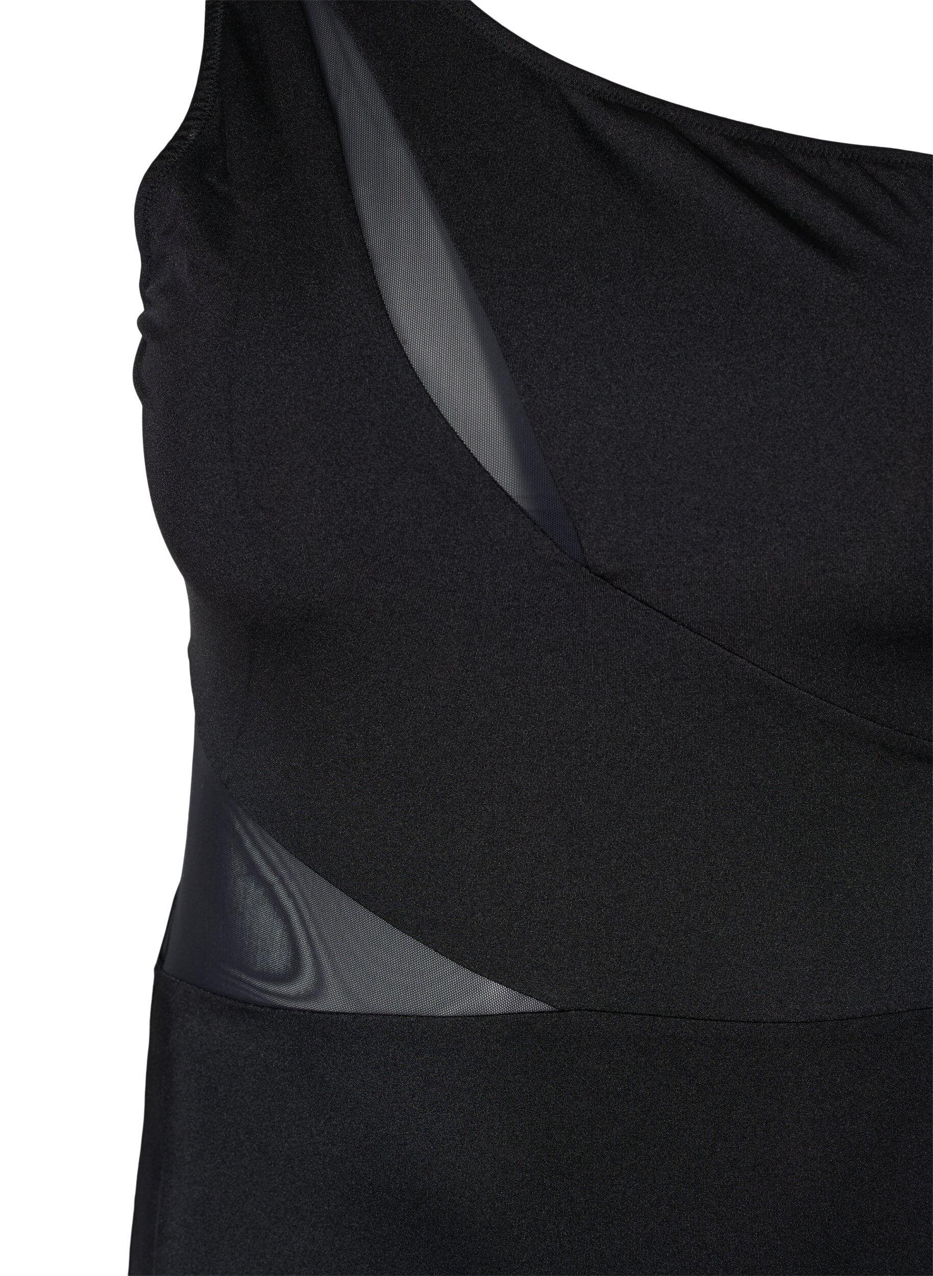 Zizzi One shoulder -uimapuku mesh-kankaalla, Black, Packshot image number 2