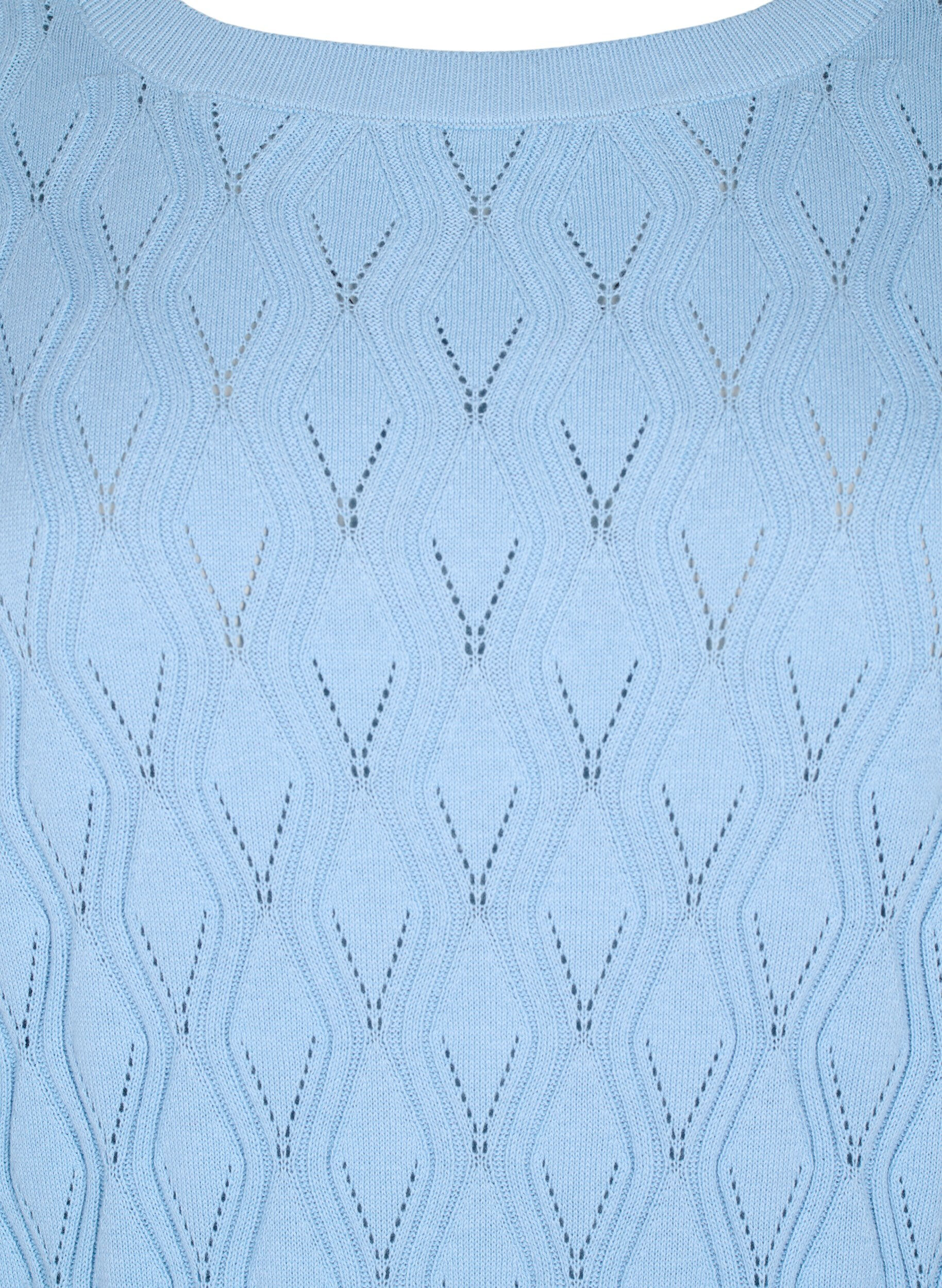 Zizzi Reik&auml;kuvioitu neulepaita, jossa on venep&auml;&auml;ntie	, Blue Bell, Packshot image number 2